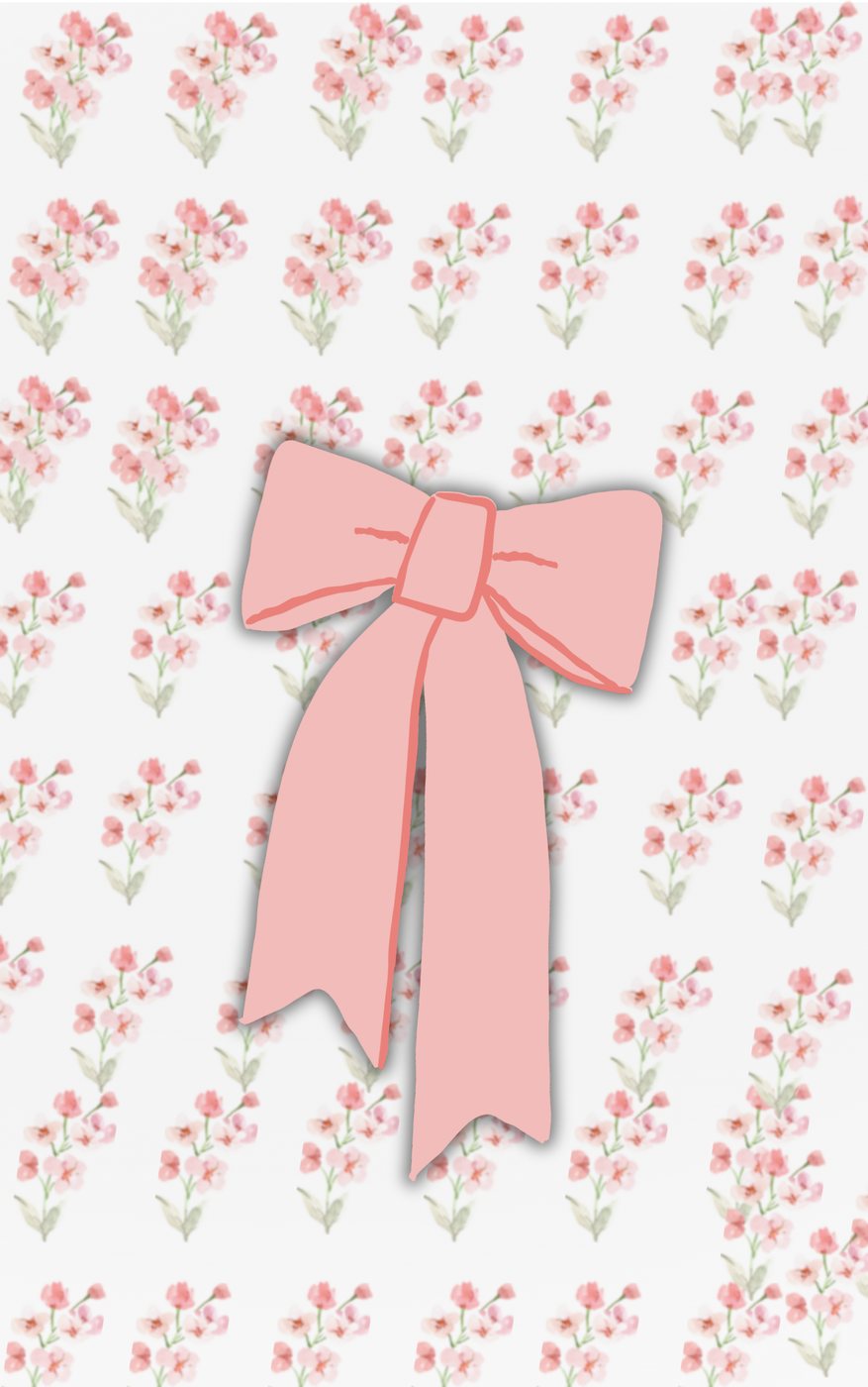 Pink bow on floral pattern