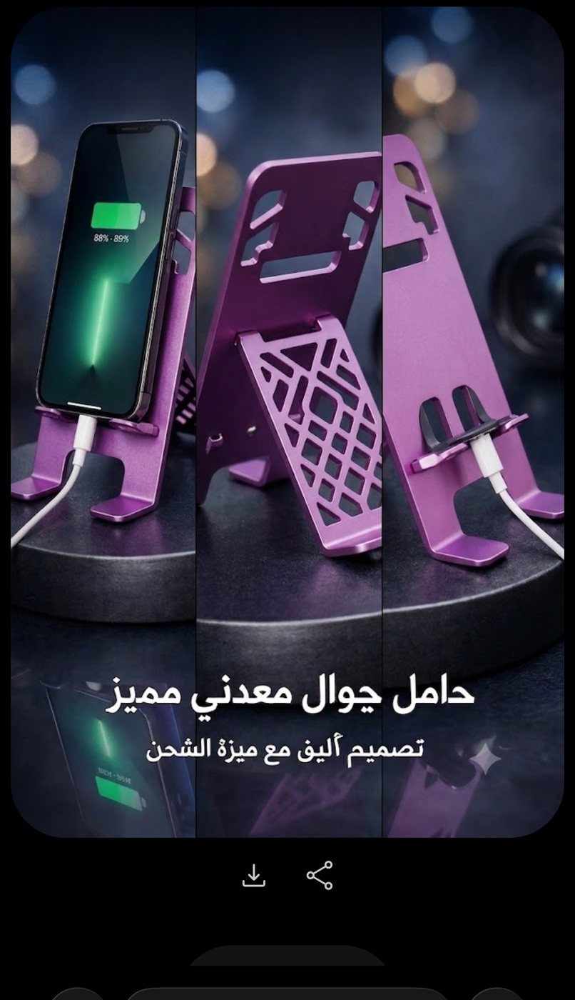 Metal phone stand ad in Arabic